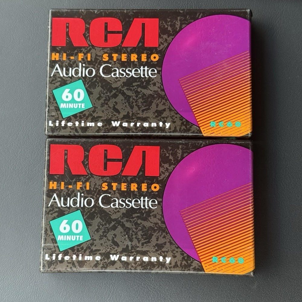 New Sealed Lot of 2 RCA HI-FI RC60 Stereo Blank Audio 60 Minute Cassette Tapes